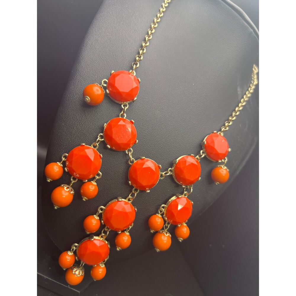 Burnt Orange Statement Necklace - image 6